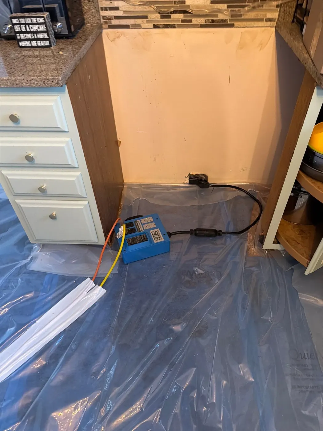 Air movers and dehumidifiers running in Eagle Trace Indiana home dry-out